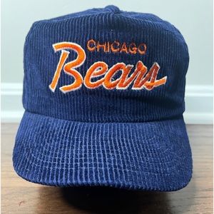 Vtg 90s Sports Specialties Corduroy Chicago Bears Hat Cap The Cord Navy Blue